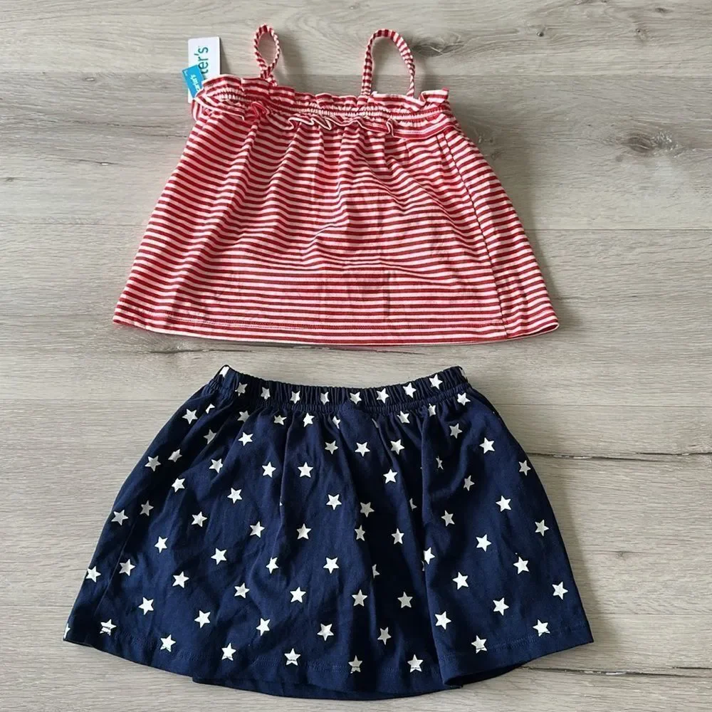 Carters 4th of July Tank Skort Set Red/White/Blue 4T NWT